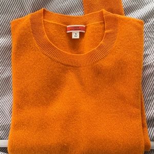 EUC J. Crew 100% Classic Cashmere Sweater in sunflower orange Sz Small